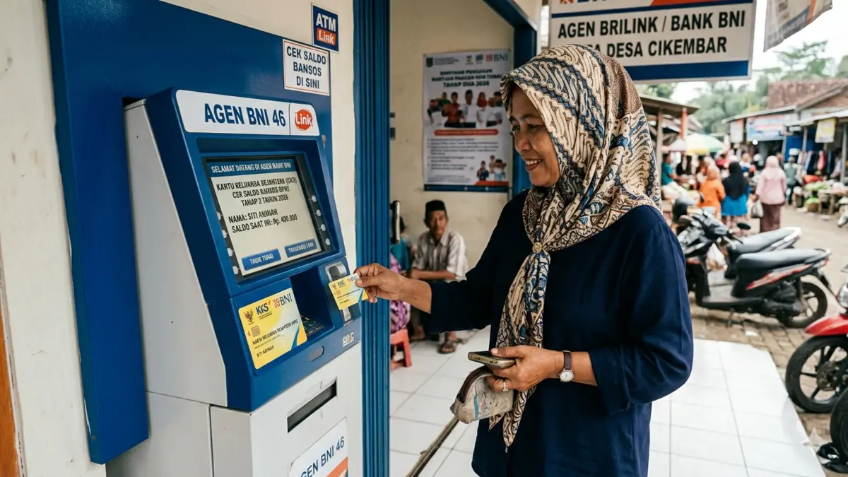 Ilustrasi pengecekan saldo bansos BPNT. (Foto: Gemini AI)