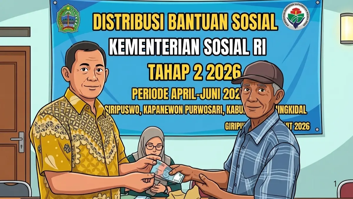 Ilustrasi distribusi bansos Kementerian Sosial RI (Foto: desagiripurwo.gunungkidulkab.go.id/Diolah melalui Gemini AI)
