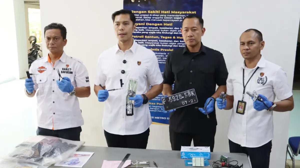 Polres Metro Depok mengungkap kasus pencurian kendaraan bermotor. (Dok. Polres Metro Depok)