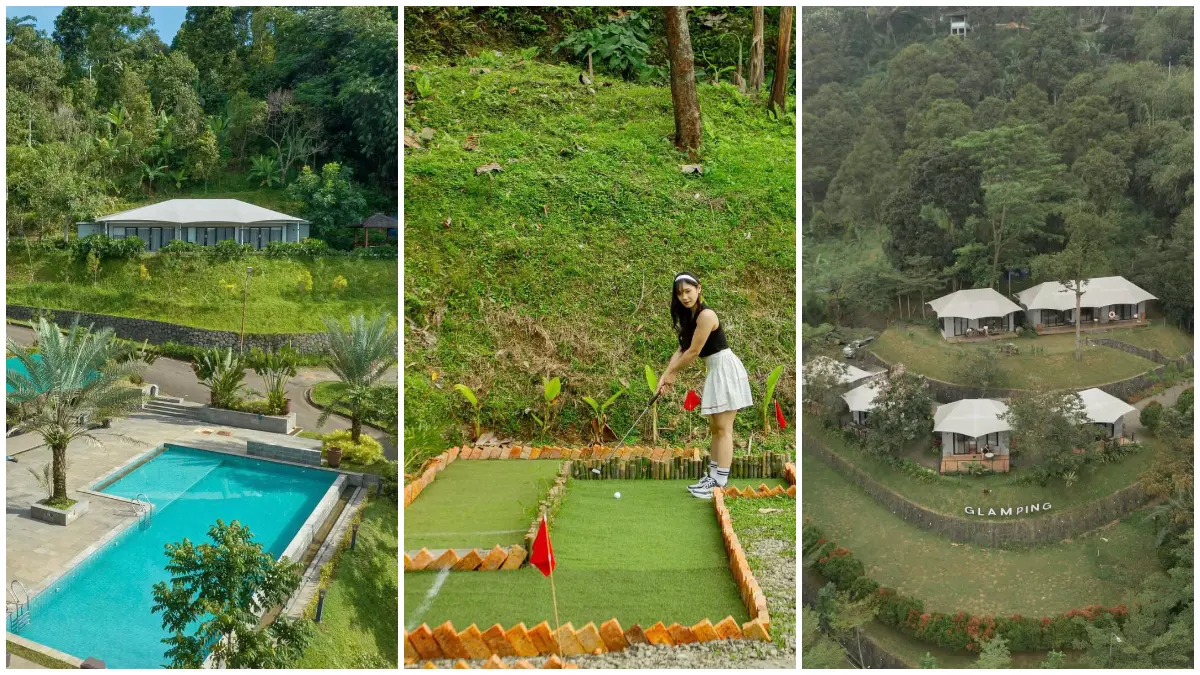 Area glamping dengan latar perbukitan di ARTOTEL Pelangi Park, Bogor. (Foto: Instagram @artotelpelangipark)