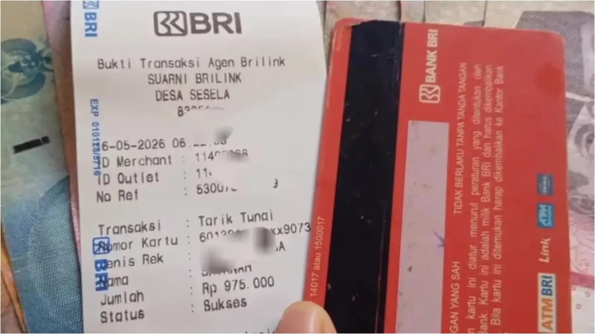 Bukti Bansos PKH untuk KKS Bank BRI sudah cair. (Foto: YouTube Arfan Saputra Channel)
