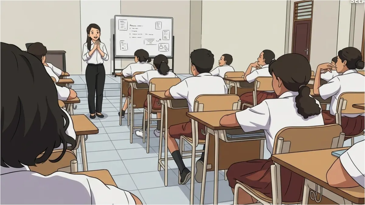 Ilustrasi siswa penerima bantuan pendidikan PIP. (Foto: YouTube Kemensos RI/diolah oleh Gemini AI)