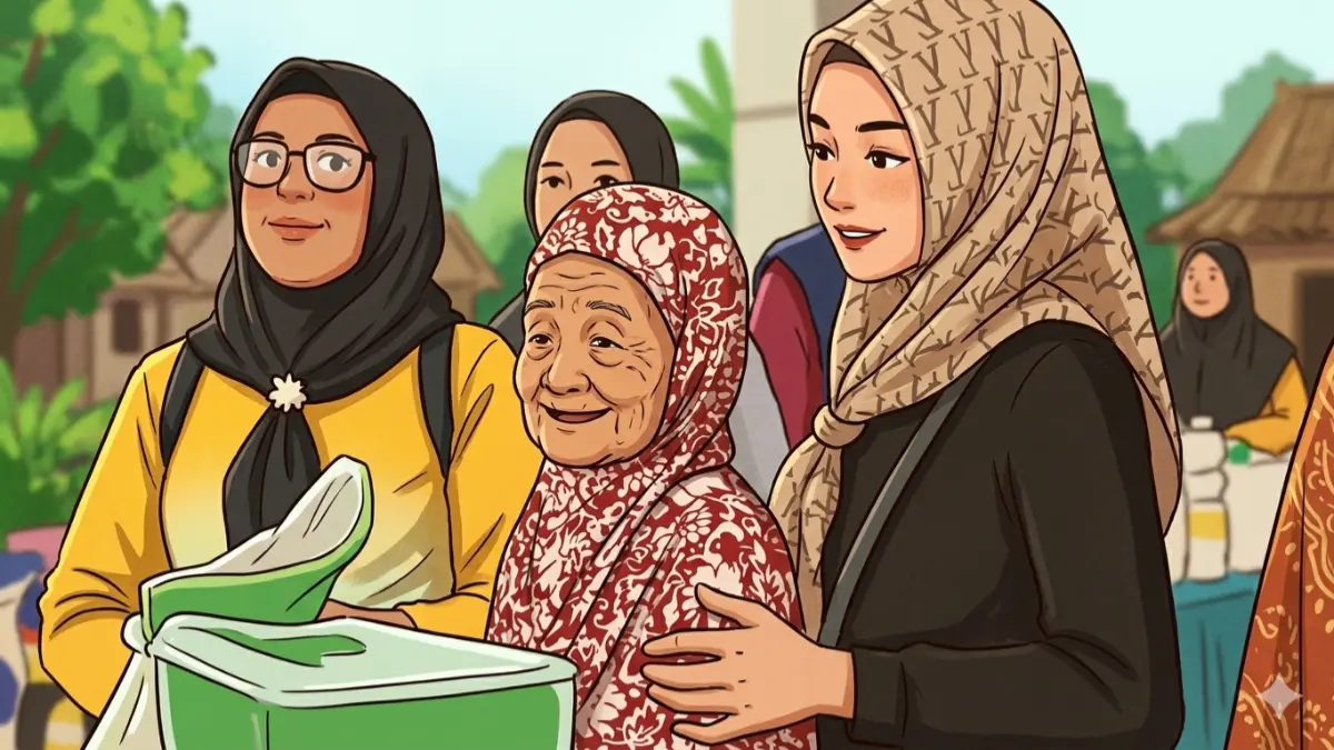 Ilustrasi KPM bansos PKH BPNT tahap 2. (Foto: Youtube Kemensos RI/Diolah dengan Gemini AI)