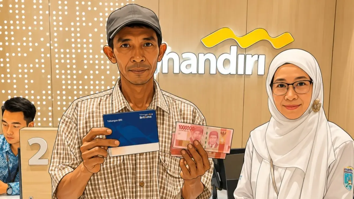 Ilustrasi KPM mencairkan saldo bansos yang sebelumnya terblokir dari KKS. Foto: Instagram @pkhbanjar/diolah oleh Gemini AI