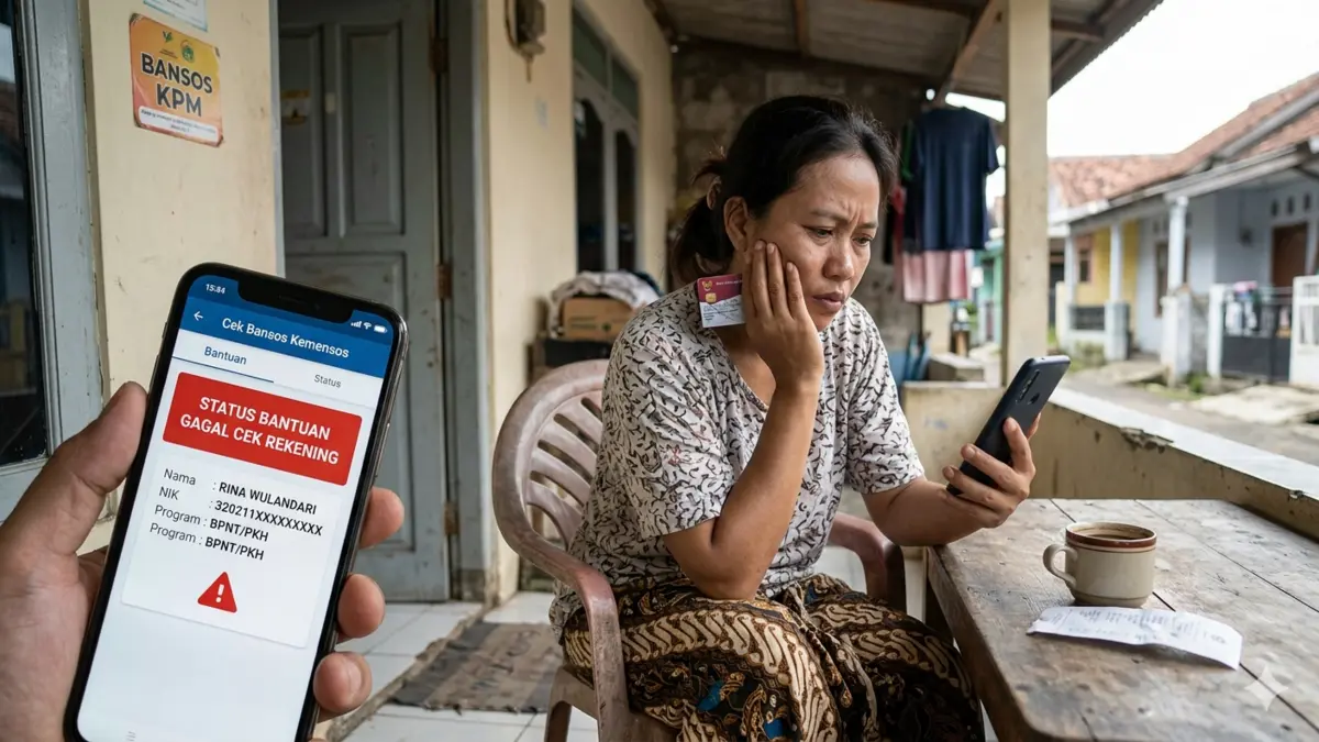 Ilustrasi KPM mengecek status bansos. (Foto: Gemini AI)