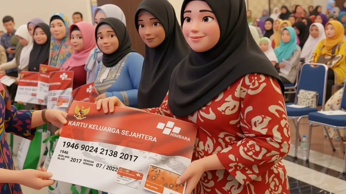 Ilustrasi penyerahan KKS bansos PKH. (Foto: Youtube Kemensos RI)
