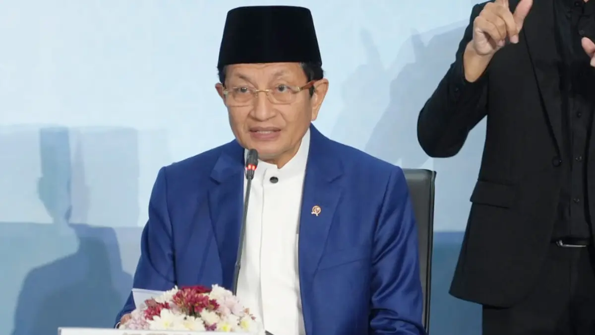 Menteri Agama Nasaruddin Umar saat konferensi pers Sidang Isbat penetapan awal Zulhijjah 1447 Hijriah, Minggu, 17 Mei 2026. (Dok. Kemenag)