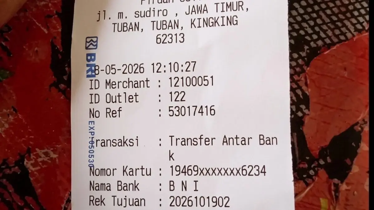 Ilustrasi struk KPM yang telah mencairkan BPNT tahap 2. (Foto: YouTube Arfan Saputra Channel)