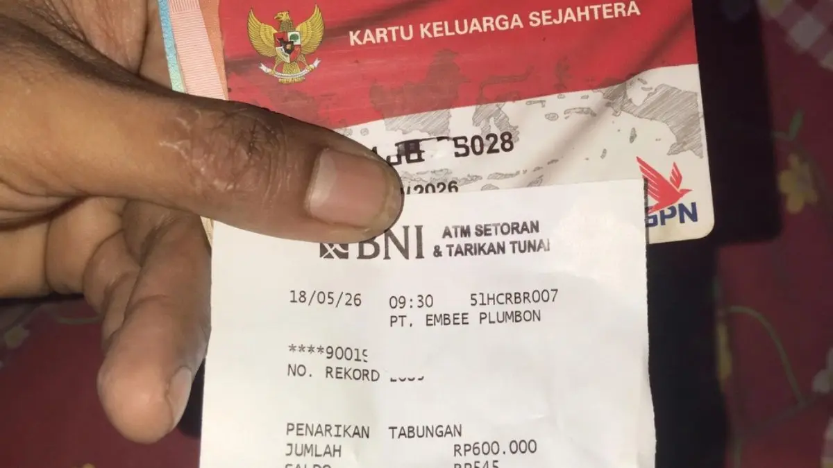 Ilustrasi struk penarikan saldo bansos BPNT tahap 2. (Foto: YouTube Arfan Saputra Channel)