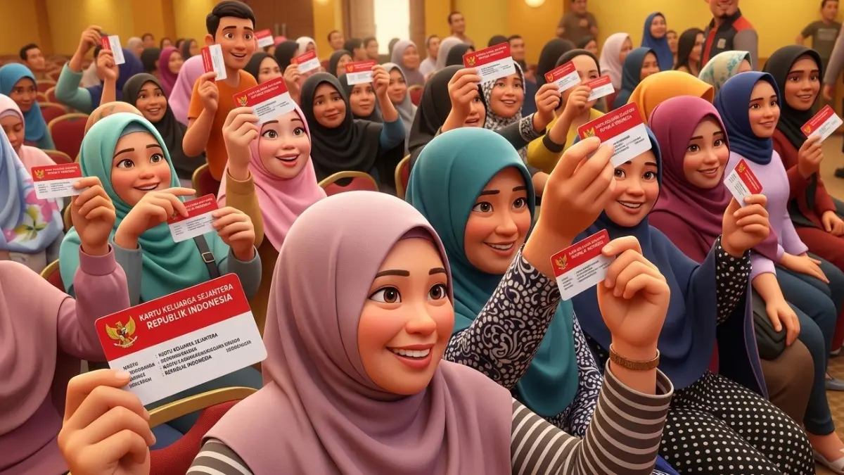Ilustrasi KPM pemegang KKS Bansos PKH dan BPNT (Foto: YouTube Kemensos RI, diperbaharui oleh AI)