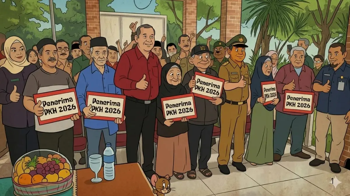 Ilustrasi KPM terima bansos PKH (Foto: dinsos.bekasikota.go.id/Diolah menjadi Gemini AI)
