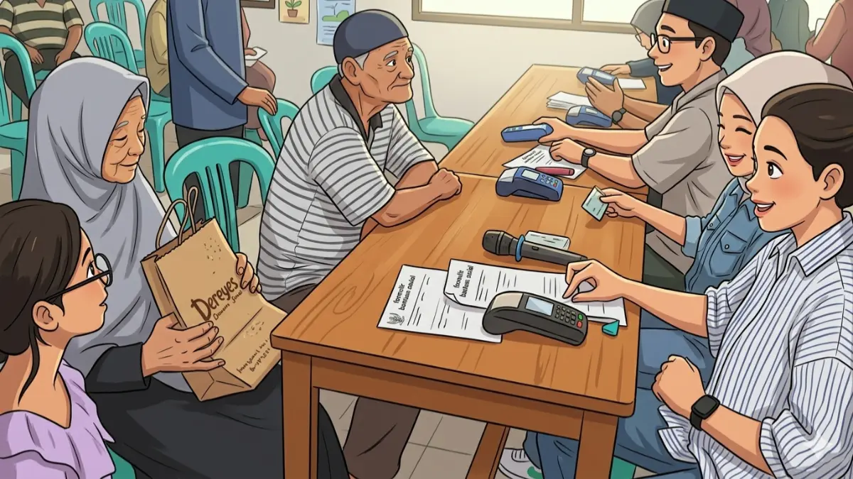 Ilustrasi pencairan BPNT tahap 2 kepada KPM. (Foto: dinsos.jakarta.go.id diolah oleh Gemini AI)