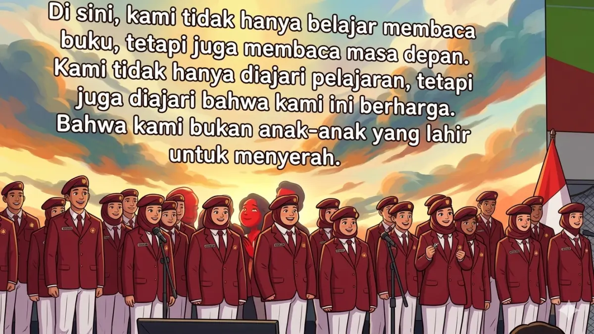 Ilustrasi sekolah rakyat untuk penerima bansos. (Foto: Instagram @kemensosri/Diolah oleh Gemini AI)