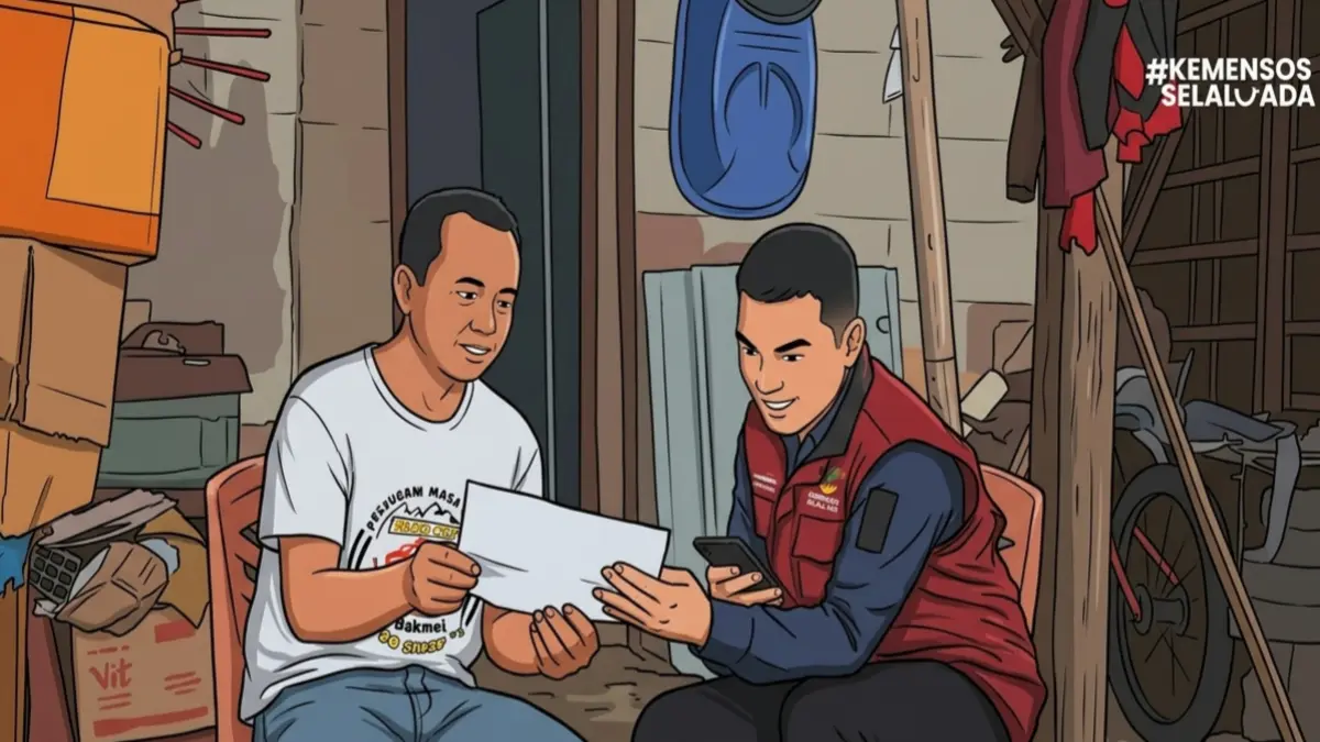 Ilustrasi KPM bakal menerima bansos hingga akhir Mei 2026. (Foto: Youtube Kemensos RI/Diolah oleh Gemini AI)