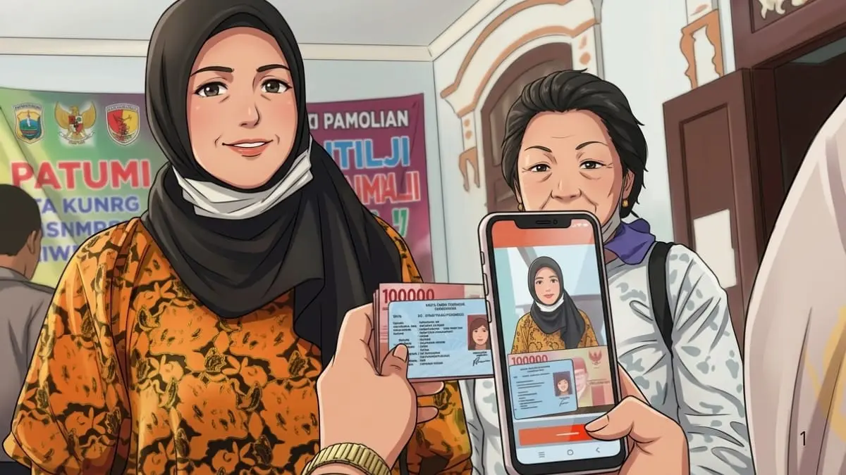 Ilustrasi pemotretan bukti serah terima bansos kepada penerima manfaat yang berhak menerima (Foto: kedirikota.go.id/Diolah dengan Gemini AI)