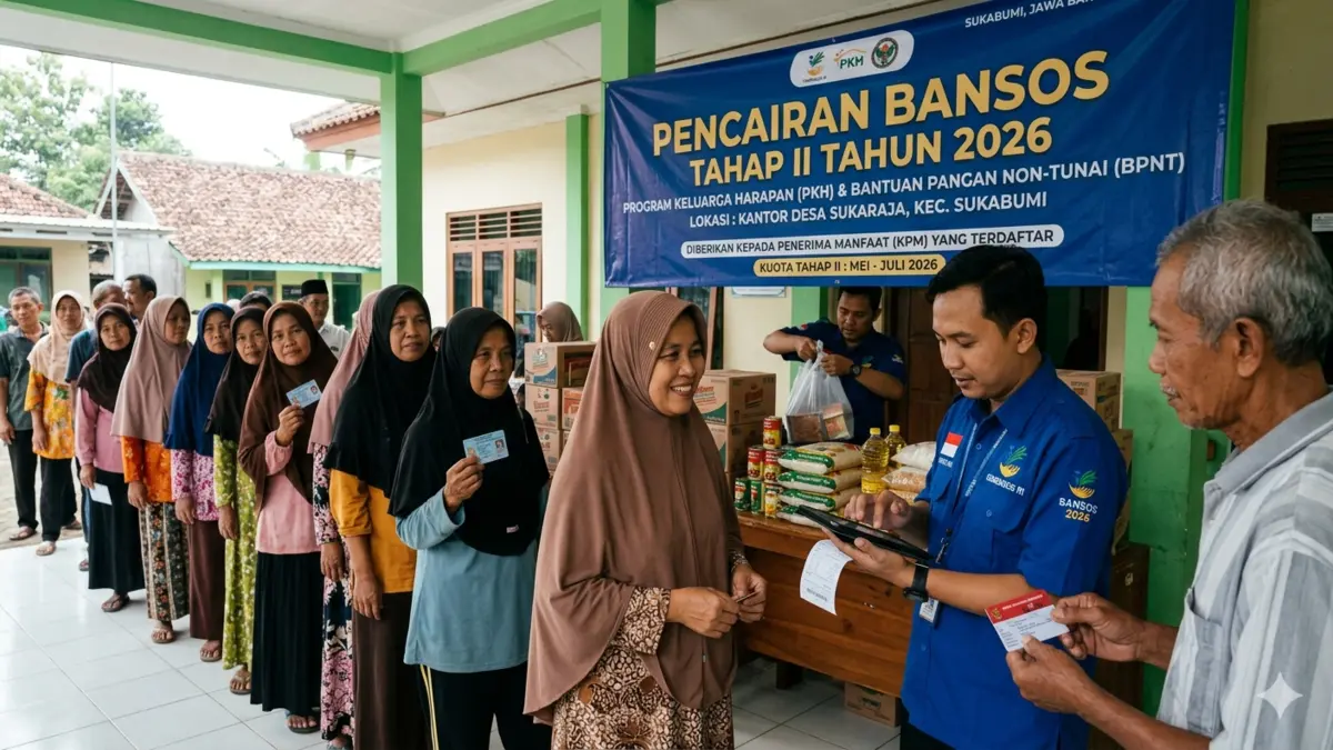 Ilustrasi pendistribusian bansos tahap dua tahun 2026. (Foto: Gemini AI)