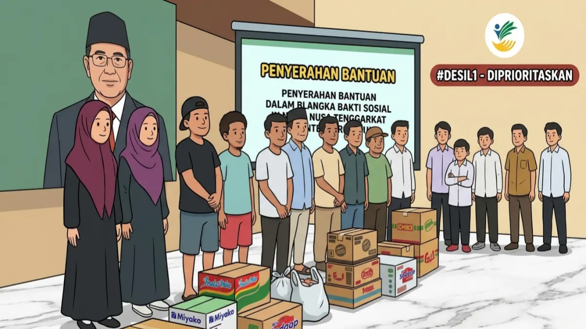 Ilustrasi penerima bansos menerima bantuan. (Foto: Instagram @kemensosri/Diolah oleh Gemini AI)