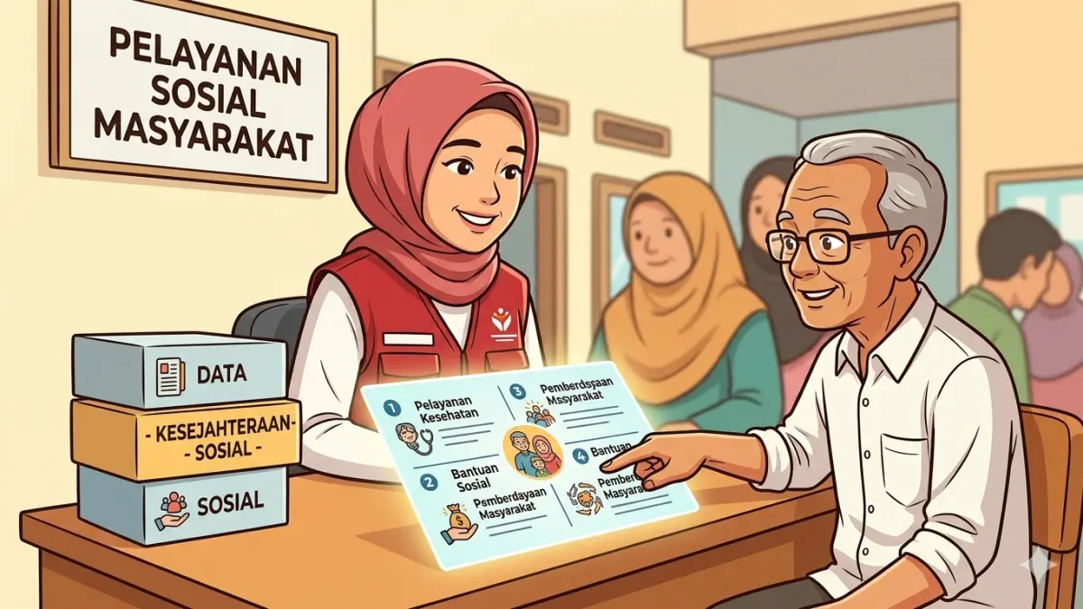 Ilustrasi KPM mencairkan bansos dobel. (Foto: Instagram @pkhkotabengkulu diolah Gemini AI)