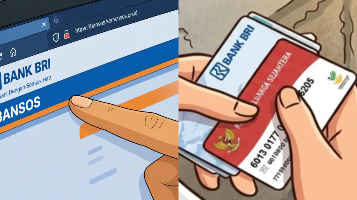 Ilustrasi pencairan bansos PKH dan BPNT di KKS Bank BRI. (Foto: YouTube Kemensos RI/Diolah oleh AI)