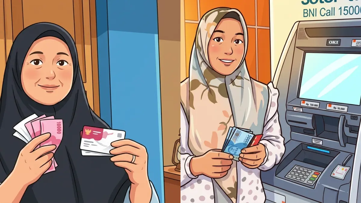 Ilustrasi KPM cairkan bansos. (Foto: YouTube Kemensos RI/diolah oleh AI)