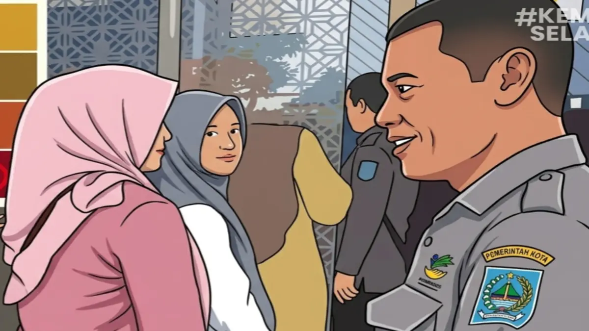 Ilustrasi KPM menanyakan seputar bansos ke petugas. Foto: Instagram @kemensosri/Diolah oleh Gemini AI
