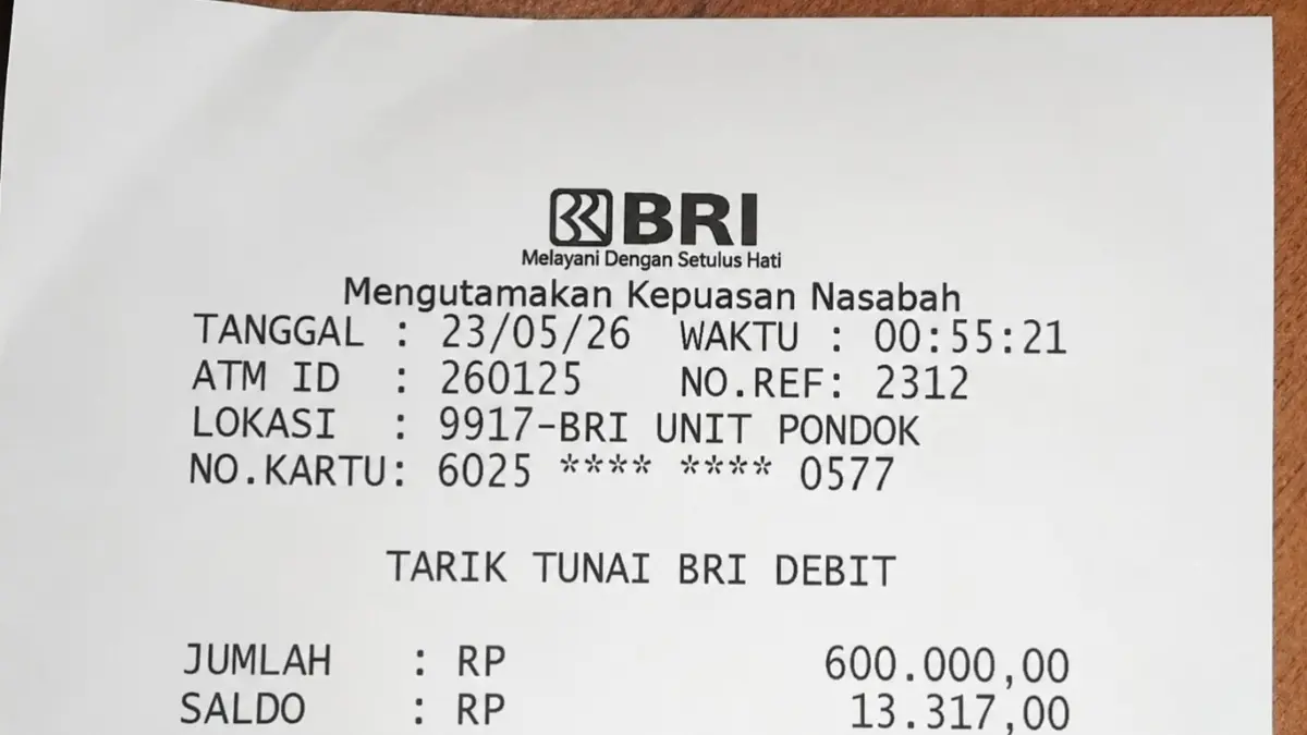 Ilustrasi struk pencairan bansos BPNT. (Foto: YouTube Diary Bansos)