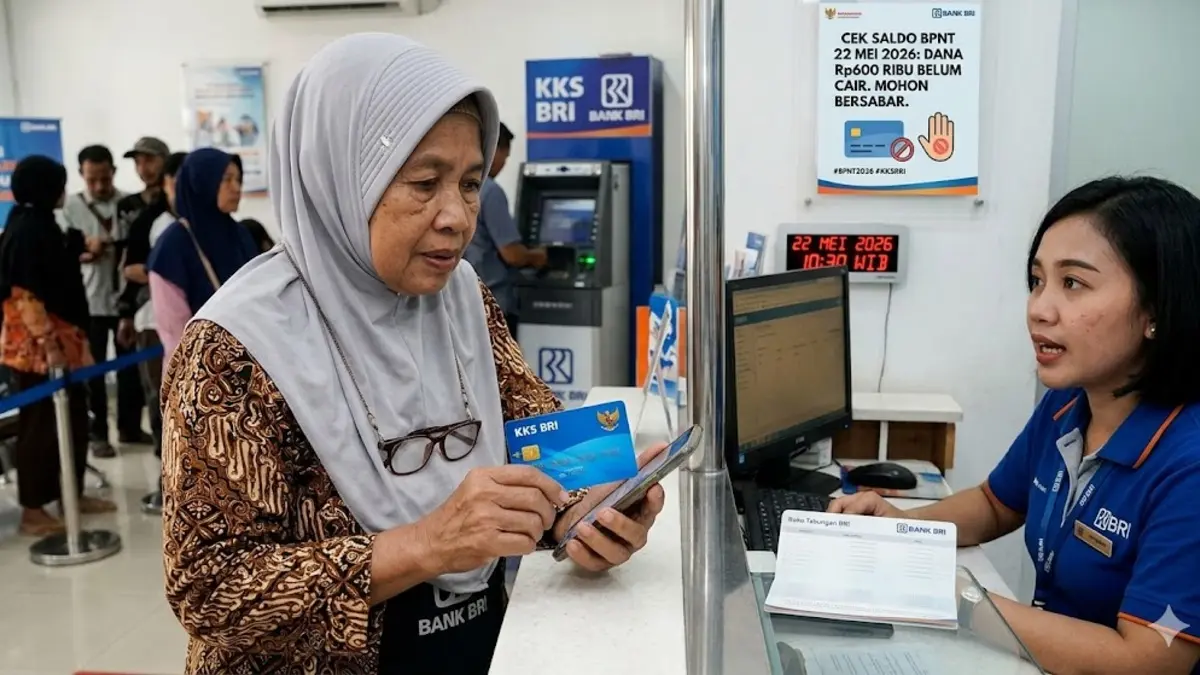 KPM bansos BPNT memegang KKS. Foto: desasawahan.gunungkidulkab.go.id diolah dengan Gemini AI