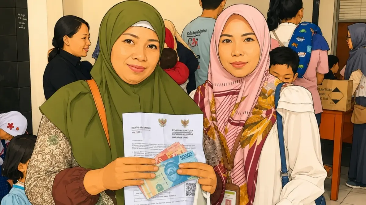 Ilustrasi KPM mencairkan saldo bansos PKH BPNT. Foto: Instagram @ppkhkotacirebon/diolah oleh Gemini AI 
