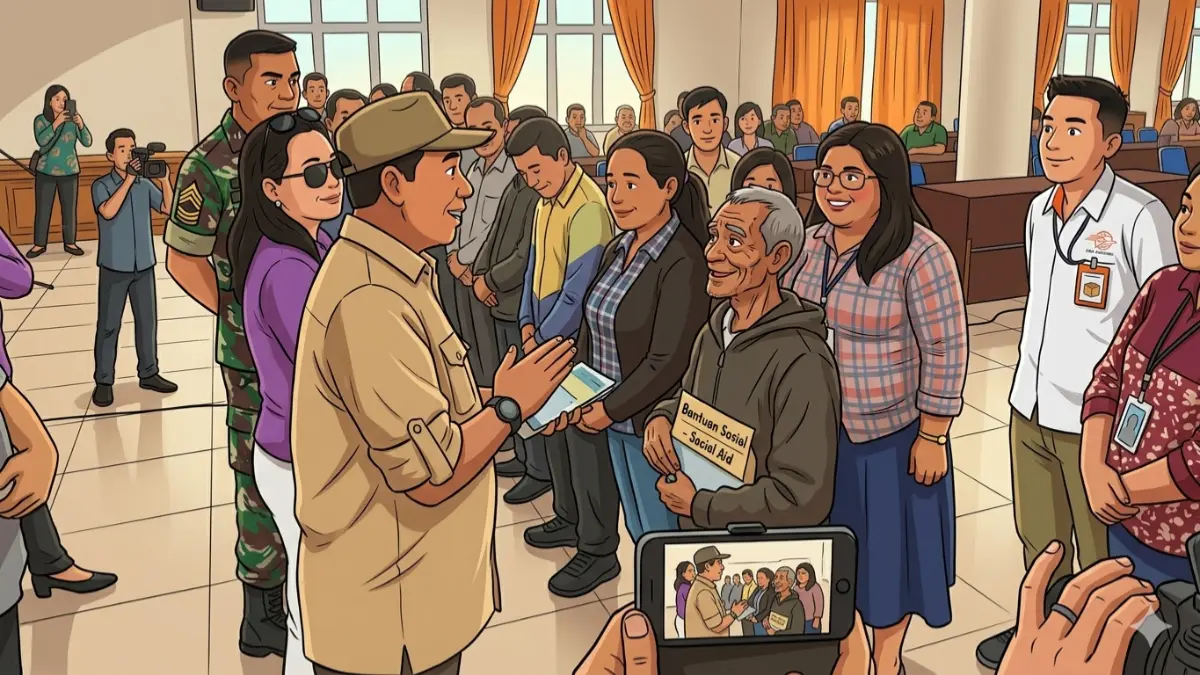  Ilustrasi penyaluran bansos kepada KPM. (Foto:  kemensos.go.id/Diolah dengan Gemini AI)