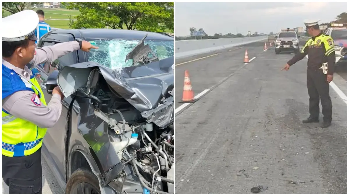 Kondisi kendaraan anggota DPR RI Gus Hilman yang alami kecelakaan kecelakaan di ruas Tol Pasuruan-Probolinggo (Paspro), Sabtu 23 Mei 2026.