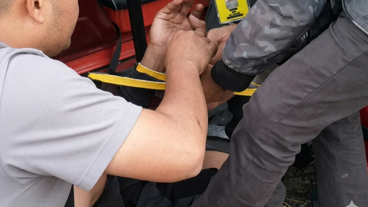 Polisi memborgol pembunuh yang coba melarikan diri di jalan tol.