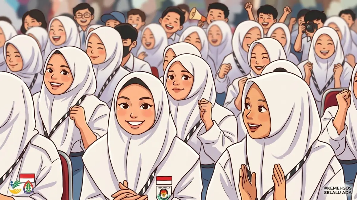 Ilustrasi anak sekolah penerima PIP. (Foto: Youtube Kemensos RI/Diolah oleh Gemini AI)