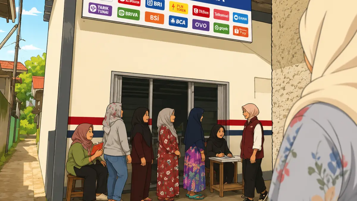Ilustrasi antrian pencairan bansos. (Foto: YouTube Kemensos RI/diolah oleh AI)