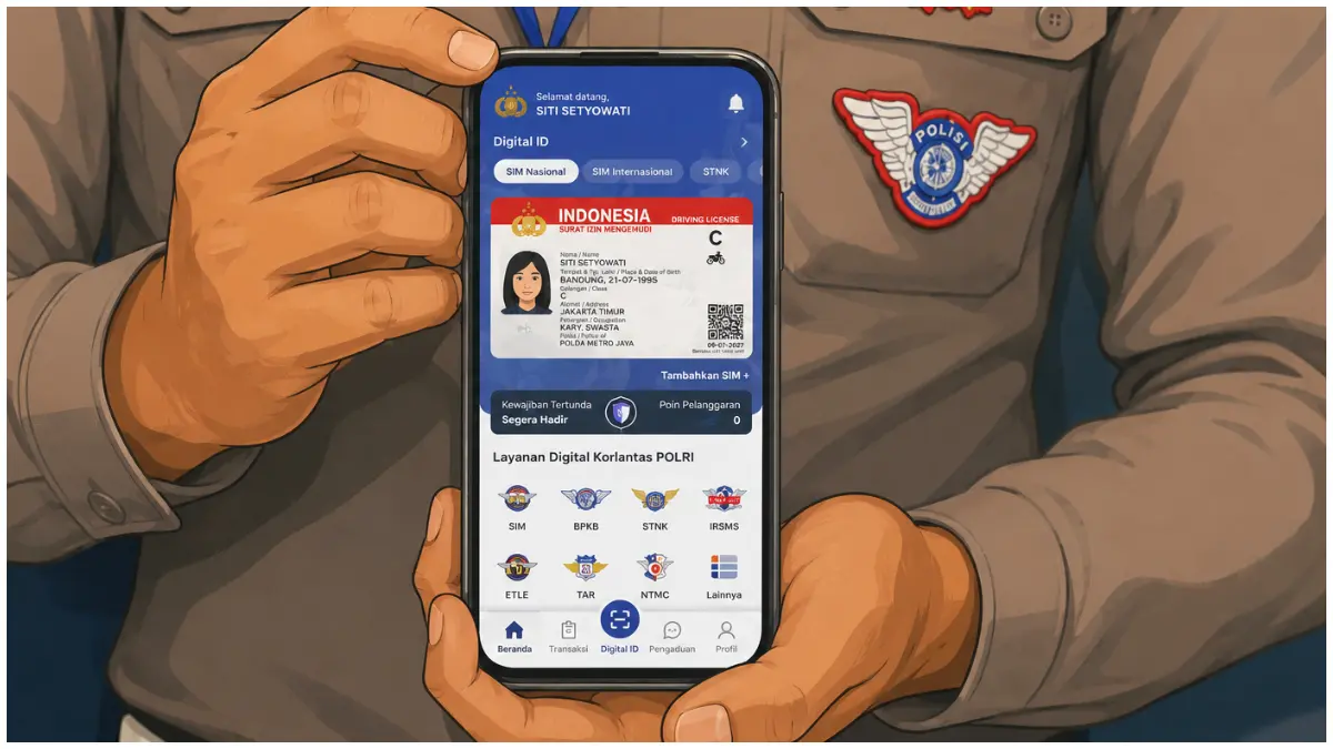 Ilustrasi aplikasi SIM Digital yang diluncurkan Korlantas Polri.