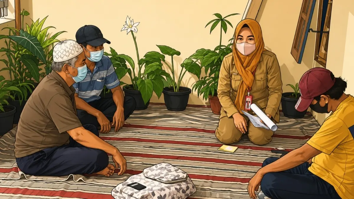 Ilustrasi KPM memperbarui data bansos. (Foto: Instagram @pkhdemak/diolah oleh Gemini AI)