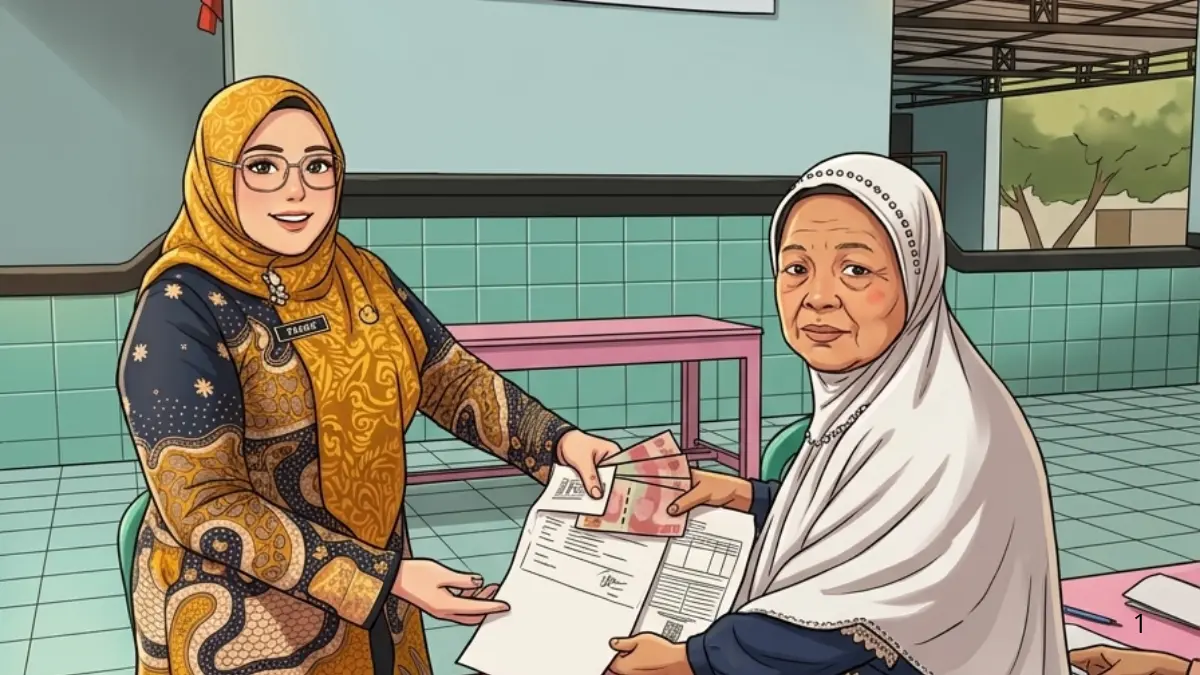 Ilustrasi pembagian dana bantuan sosial PKH dan BPNT (Foto: segaralangu.desa.id/Diolah dengan Gemini AI)
