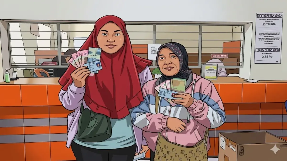Ilustrasi pencairan bansos BPNT kepada KPM (Foto: kedirikota.go.id diolah dengan Gemini AI)