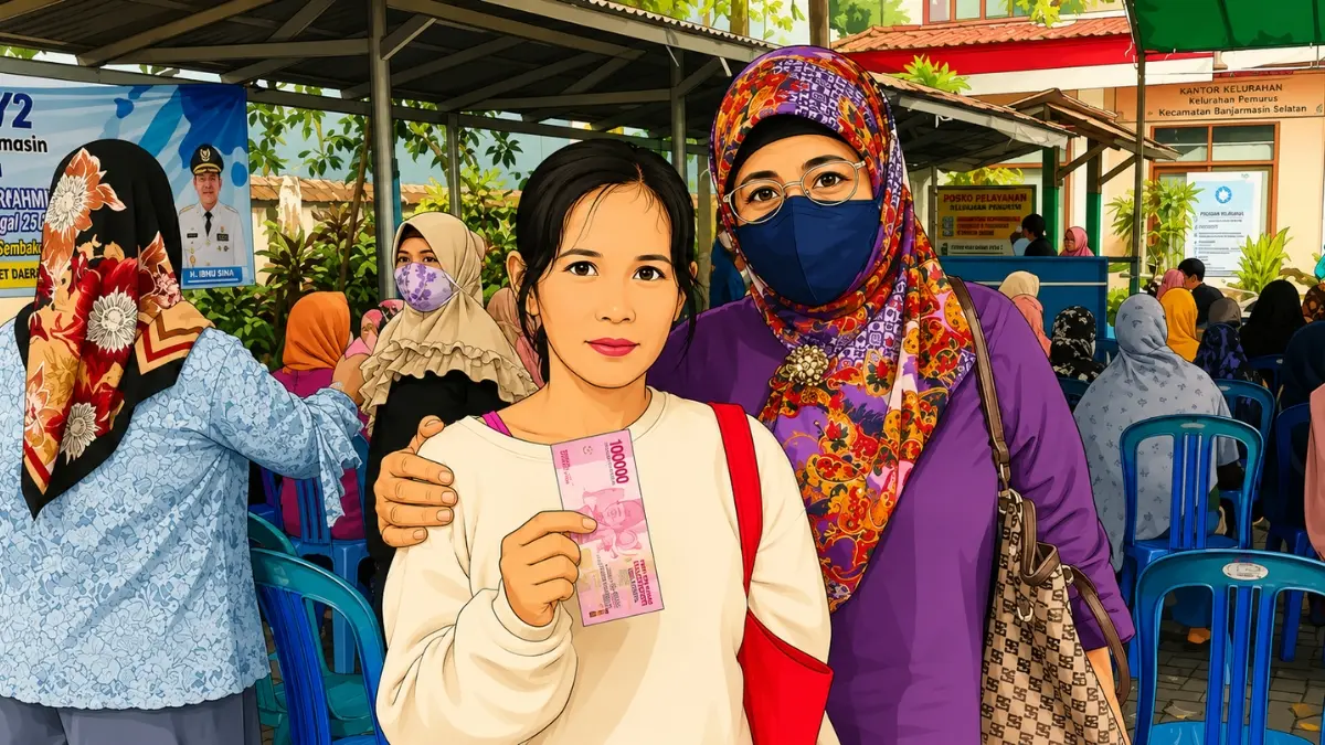 Ilustrasi pencairan bansos BPNT Rp600 Ribu. (Foto: Instagram @pkh_banjarmasin_timur/diolah oleh Gemini AI)