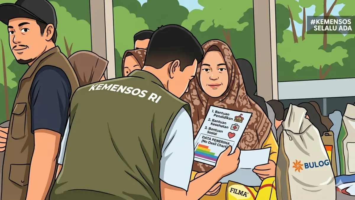 Ilustrasi penyaluran bansos jelang Iduladha. (Foto: Youtube Kemensos RI/Diolah oleh Gemini AI)