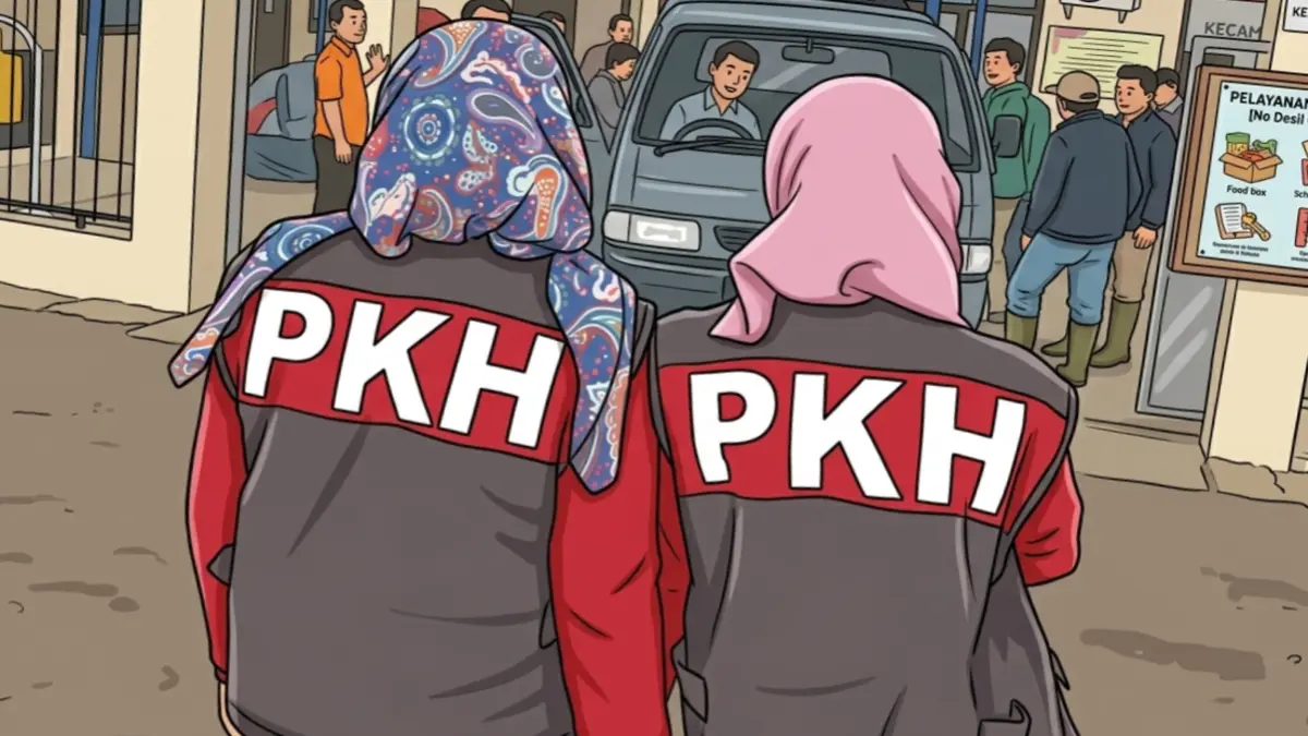 Ilustrasi petugas bansos PKH dan BPNT. (Foto: Instagram @pkhbogorkab/Diolah oleh Gemini AI)
