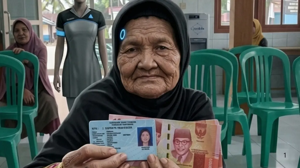 Ilustrasi seorang nenek penerima bansos (Foto: tosari.kendalkab.go.id/Diolah dengan Gemini AI)