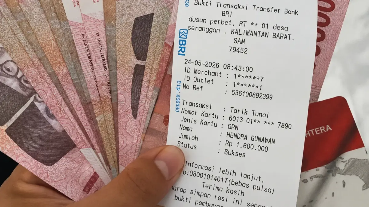 Ilustrasi struk pencairan BPNT. (Foto: YouTube Arfan Saputra Channel)