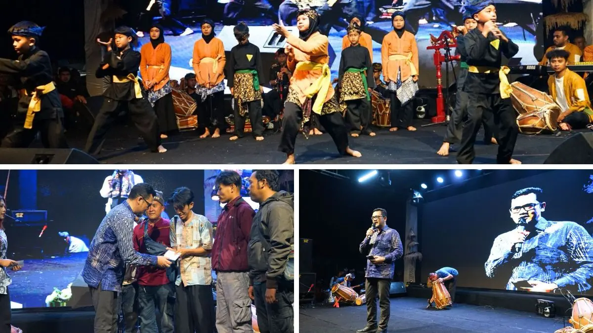 Perayaan Milangkala Sanggar Seni Hibar ke-21 di Lapangan Pasir Munding, Desa Sukaraharja, Kecamatan Cibeber, Kabupaten Cianjur.&nbsp;