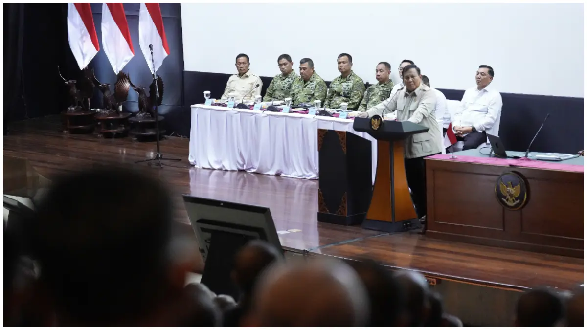 Presiden Prabowo saat memberikan pengarahan kepada 400 peserta P3MD di Hambalang Bogor.