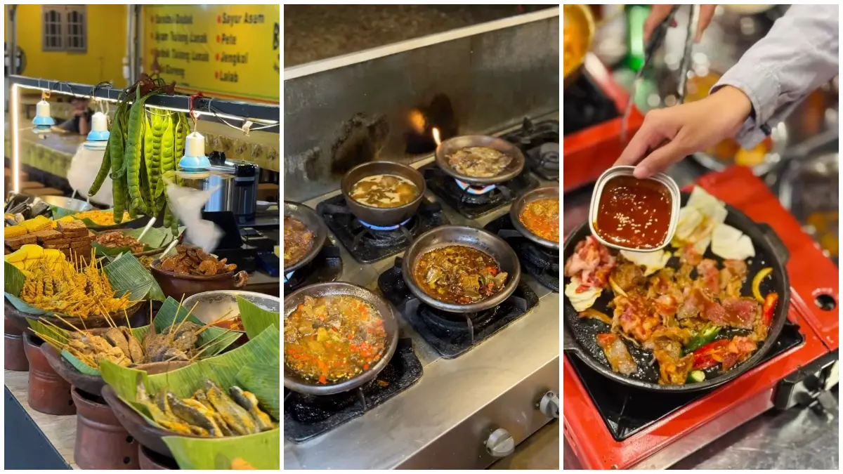 Berbagai pilihan tenant makanan di Food Court Air Mancur, Bogor. (Foto: Instagram @belsambel.mancur, @iga.sikembar, @namsanpocha)