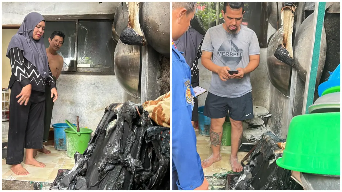 Dapur warga di Tanah Sareal Kota Bogor yang gosong saat memasak ketupat buat Idul Adha. (Foto : Fauzan/Radar Bogor)