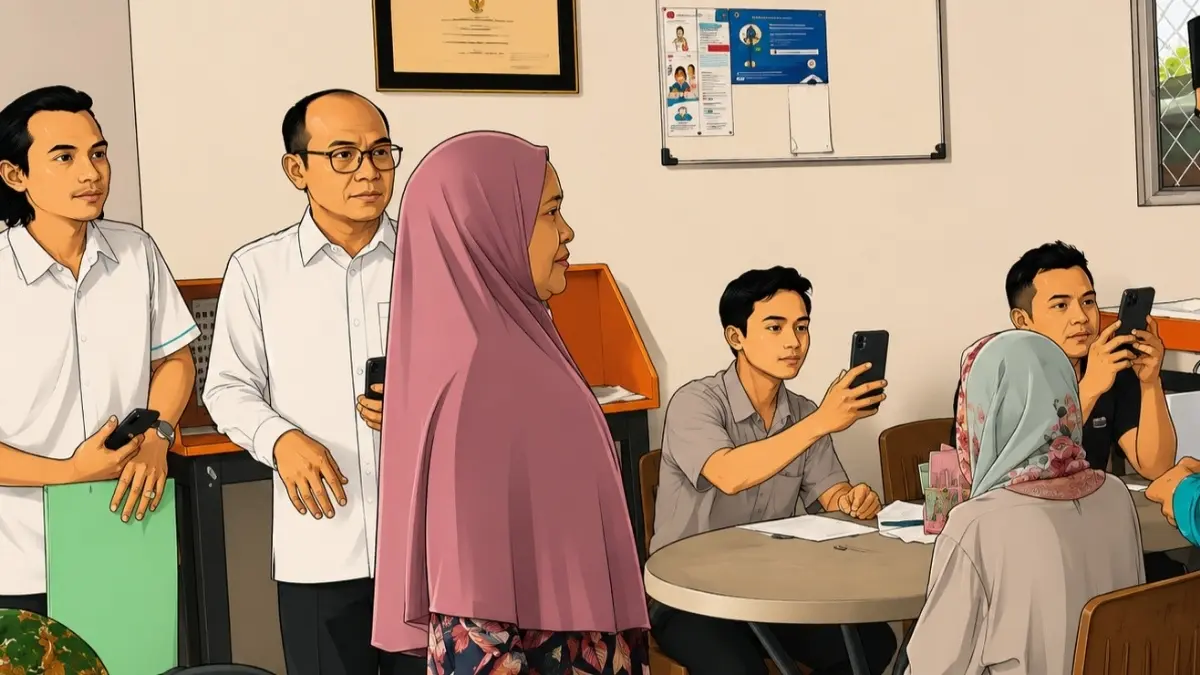 Ilustrasi KPM menanyakan tentang bansos El Nino dan BLT Kesra. (Foto: Instagram @pkhbanjar/diolah oleh Gemini AI) 