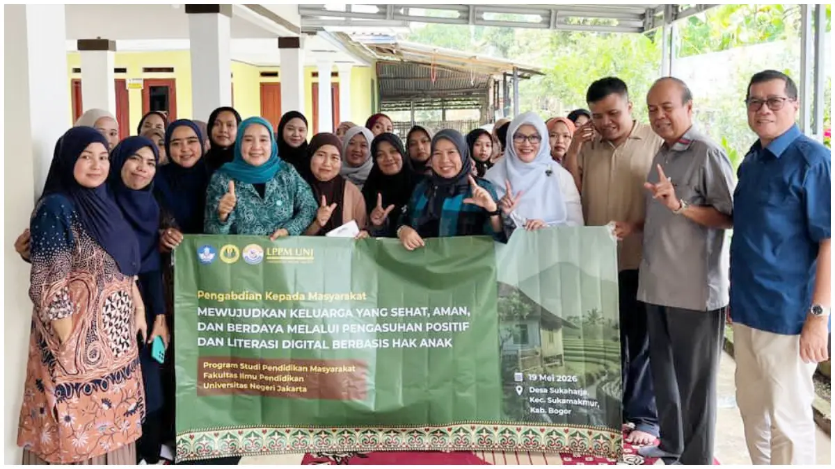 Kegiatan Pengabdian kepada Masyarakat oleh UNJ di Desa Sukaharja, Kecamatan Sukamakmur, Kabupaten Bogor, pada 19–20 Mei 2026.