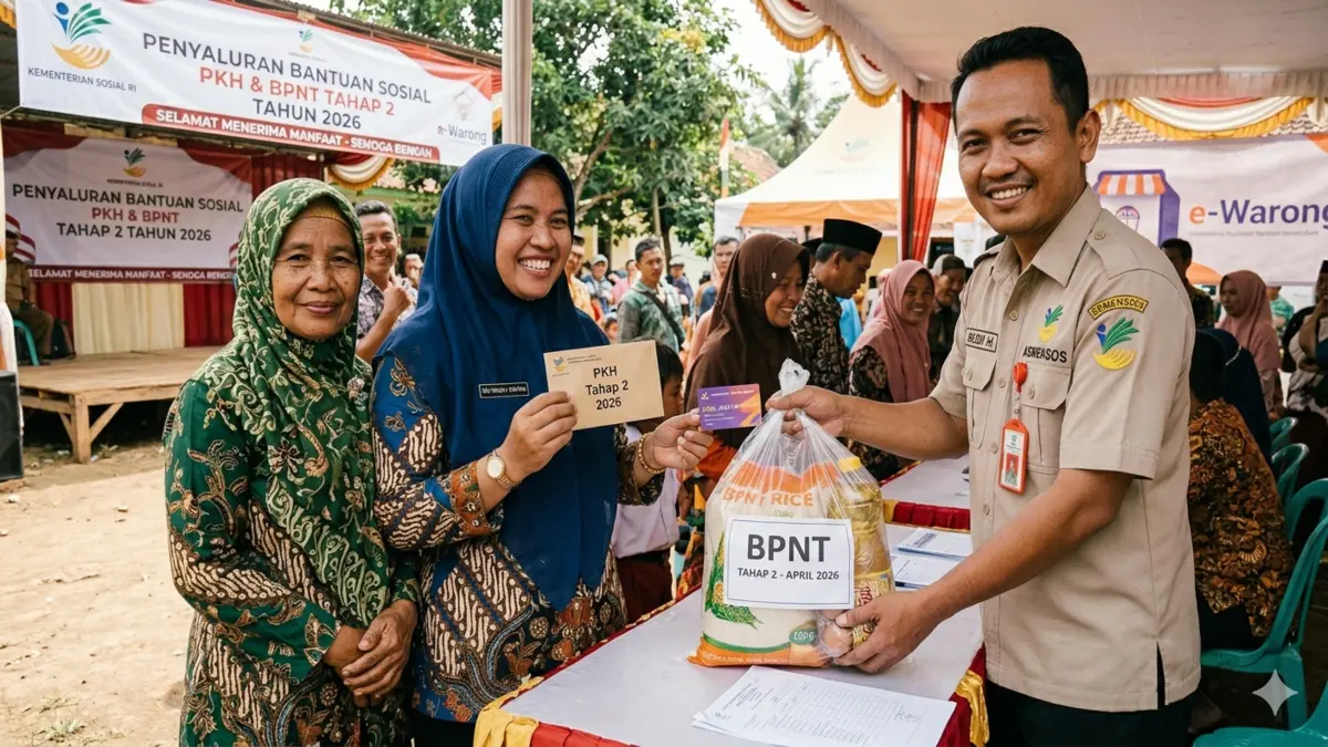 Ilustrasi penyaluran bansos tahap kedua kepada KPM. (Foto: Gemini AI)