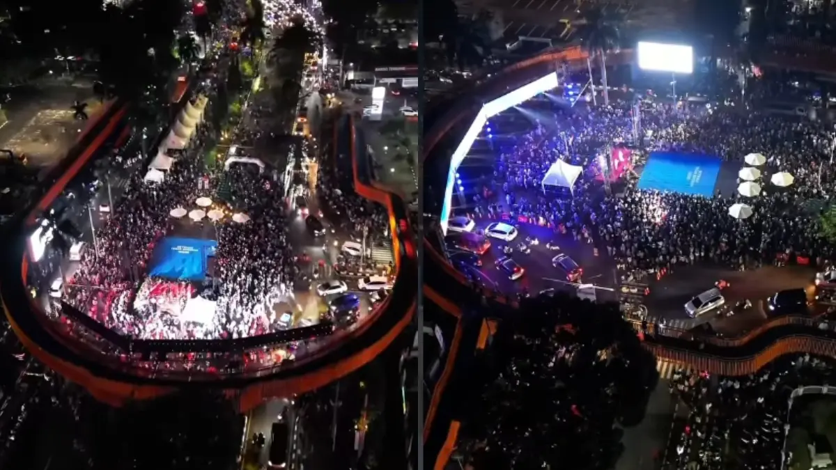 Suasana Car Free Night (CFN) Istimewa dalam rangkaian Hari Jadi Bogor (HJB) ke-544 di Jalan Tegar Beriman, Cibinong, Sabtu, 30 Mei 2026 malam. (Aziz/Radar Bogor)